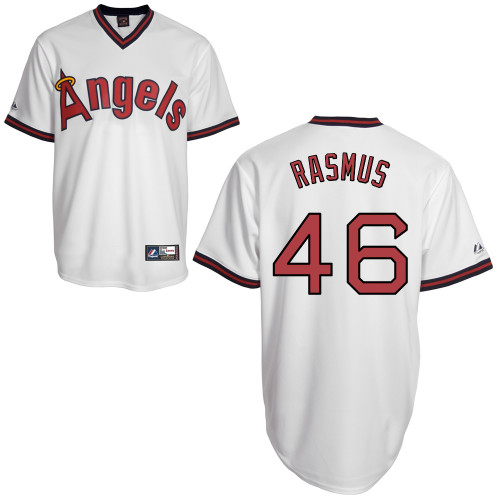 Cory Rasmus #46 MLB Jersey-Los Angeles Angels of Anaheim Men's Authentic Cooperstown White Baseball Jersey